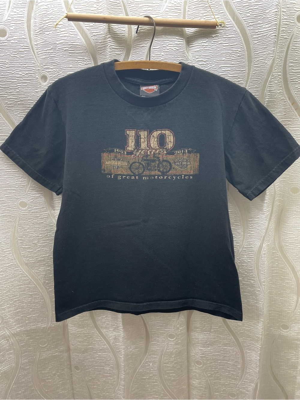 Harley-Davidson T-Shirt KIDS L Black Excellent 110th Anniversary Quebec Graphic